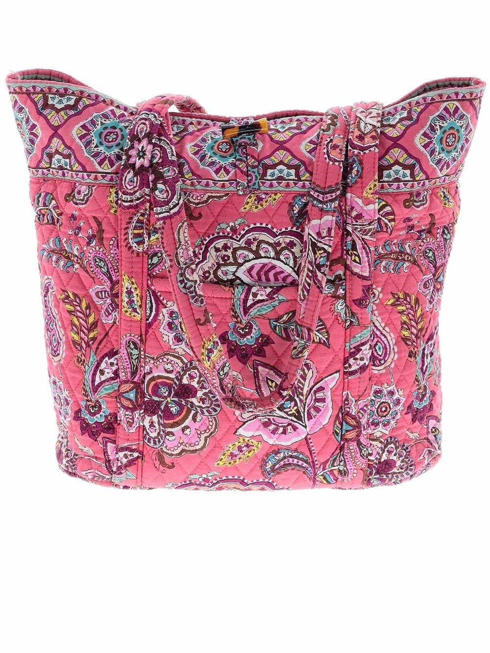 Vera Bradley Pink Quilted Paisley Tote with Multicolor Accents